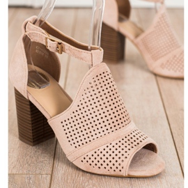 SHELOVET Built-up Openwork Sandals beige 1