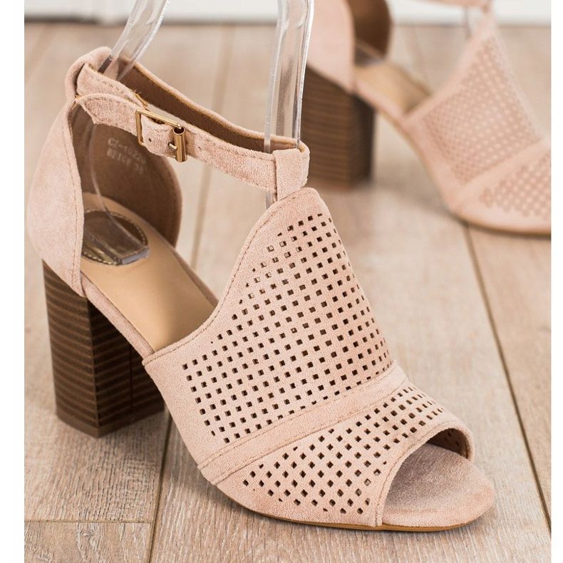 SHELOVET Built-up Openwork Sandals beige 1