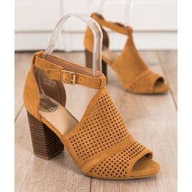 SHELOVET Built-up Openwork Sandals brown 1