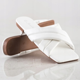 Mannika Comfortable Eco Leather Slippers white 1 Mannika Comfortable Eco Leather Slippers white 1