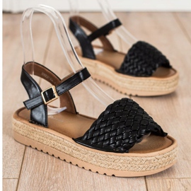 SHELOVET Braided Espadrilles Sandals black 1 SHELOVET Braided Espadrilles Sandals black 1