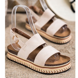 Ideal Shoes Suede Sandals On The Platform beige 1