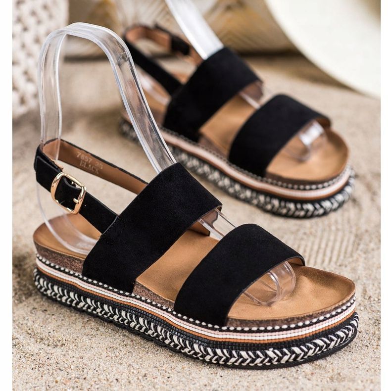 Ideal Shoes Suede Sandals On The Platform black 1