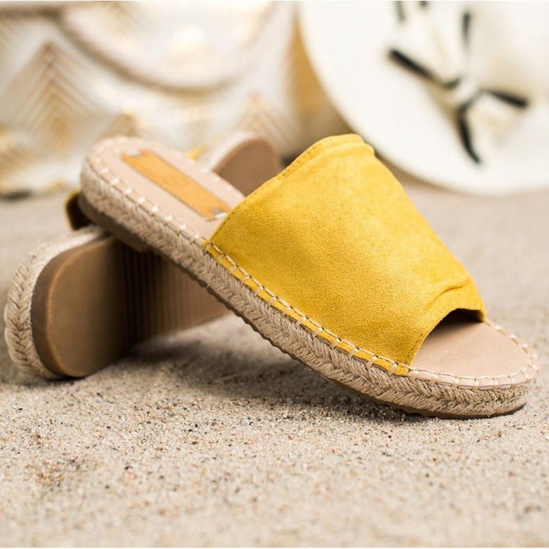 SHELOVET Classic Suede Slippers yellow 1