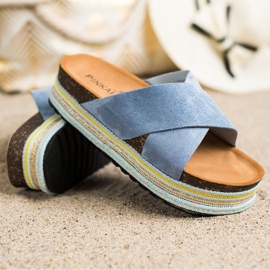 SHELOVET Blue Suede Slippers 1