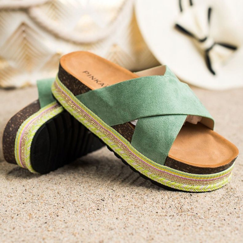 SHELOVET Green Slippers With Suede 1