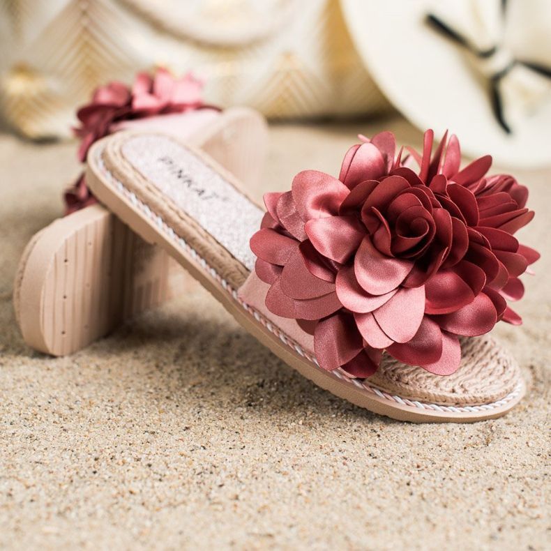 SHELOVET Pink Slippers With Flower 1