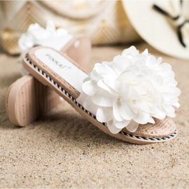 SHELOVET White Slippers With Flower 1