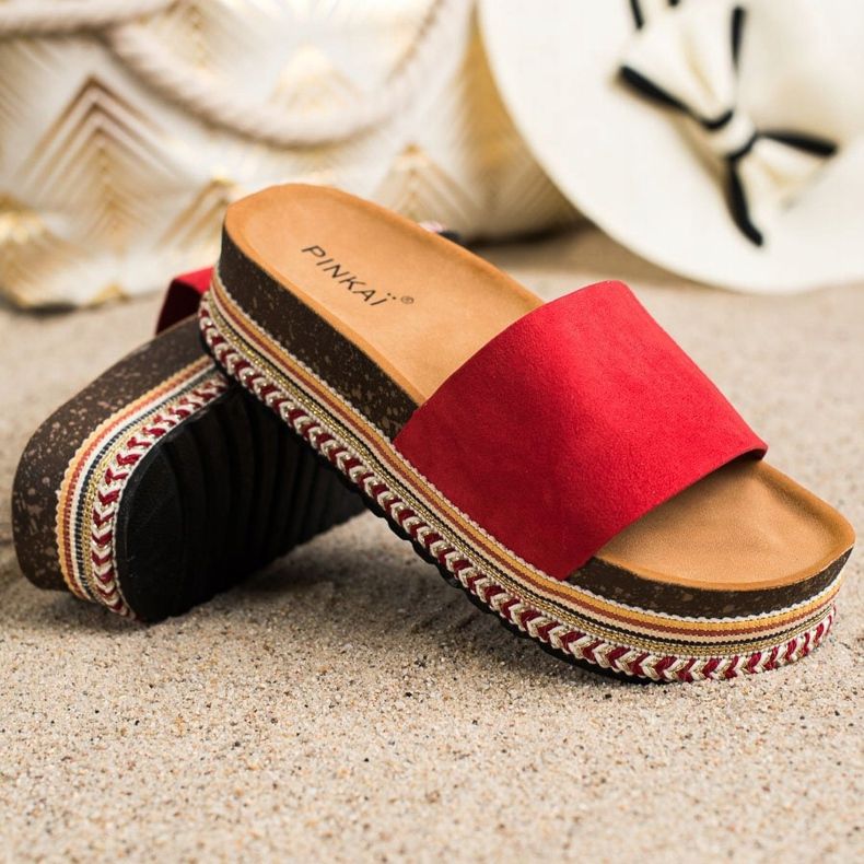 SHELOVET Comfortable Suede Slippers red 1