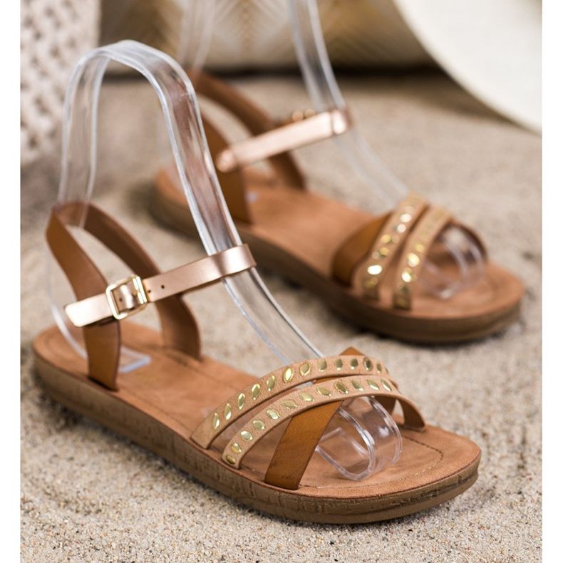 Queen Vivi Fashionable sandals beige brown 1 Queen Vivi Fashionable sandals beige brown 1
