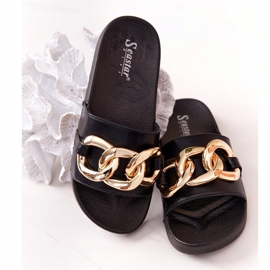 PS1 One Moment Black Rubber Slippers With Chain 2