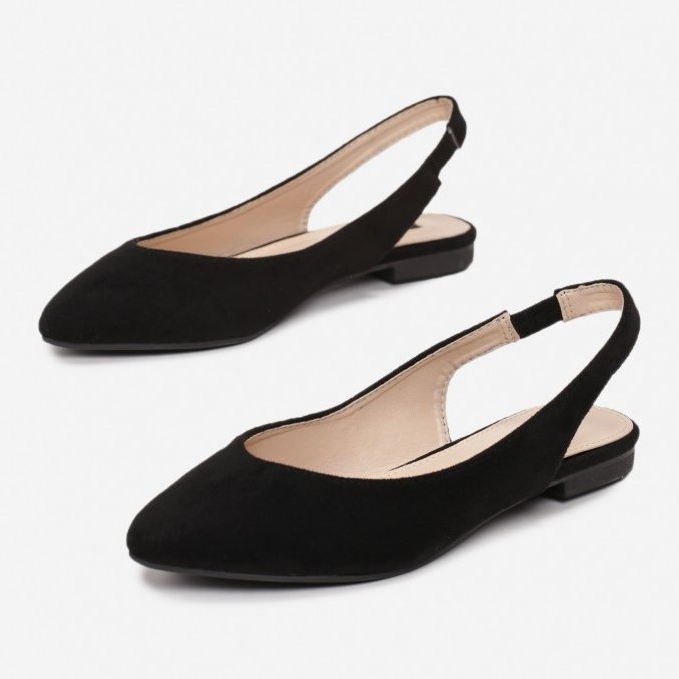 Suede Ballerinas In Spitz Black Daisy 1