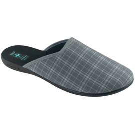 Men's slippers Adanex 25950 gray checkered grey 1