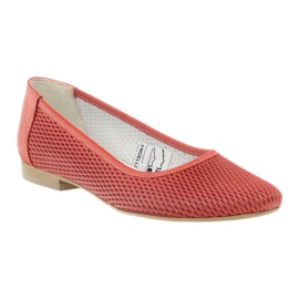 Angello Women's leather ballerinas red grid 1