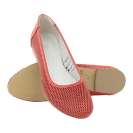 Angello Women's leather ballerinas red grid 3