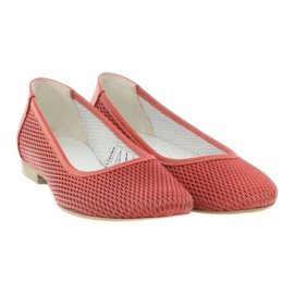 Angello Women's leather ballerinas red grid 4