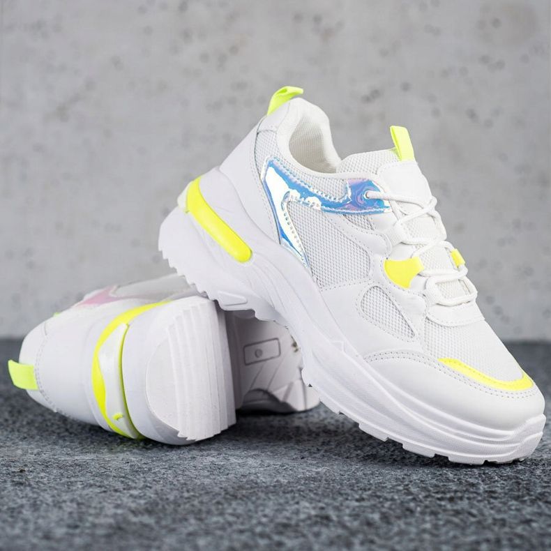 SHELOVET Sneakers With Yellow Inserts white 1