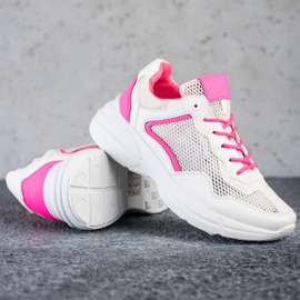 SHELOVET Sneakers With Mesh white pink 1