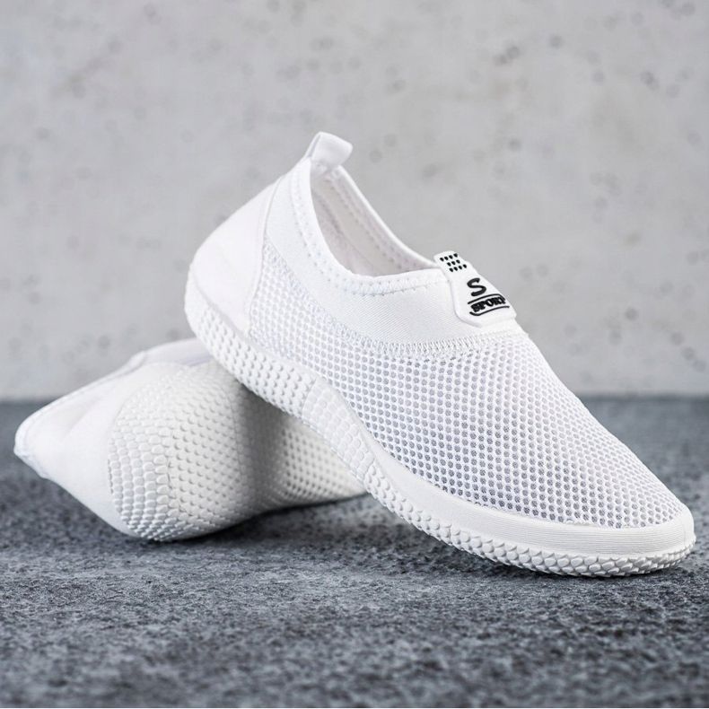 SHELOVET Openwork Slip On Shoes white 1