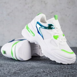 SHELOVET Sneakers With Green Inserts white 1