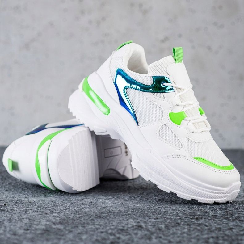 SHELOVET Sneakers With Green Inserts white 1