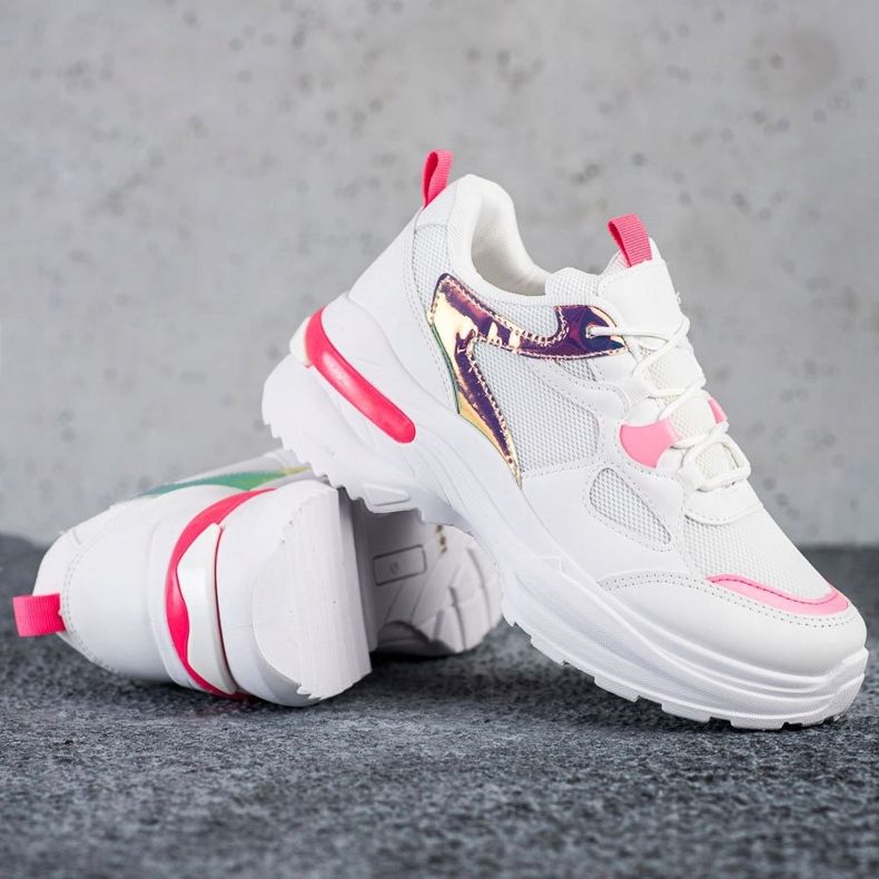 SHELOVET Sneakers With Pink Inserts white 1