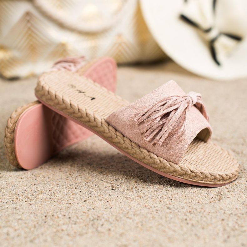 SHELOVET Slippers With Fringes pink 1