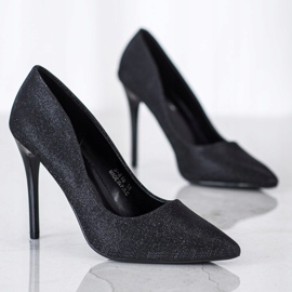 Renda Black High Heels With Glitter 1