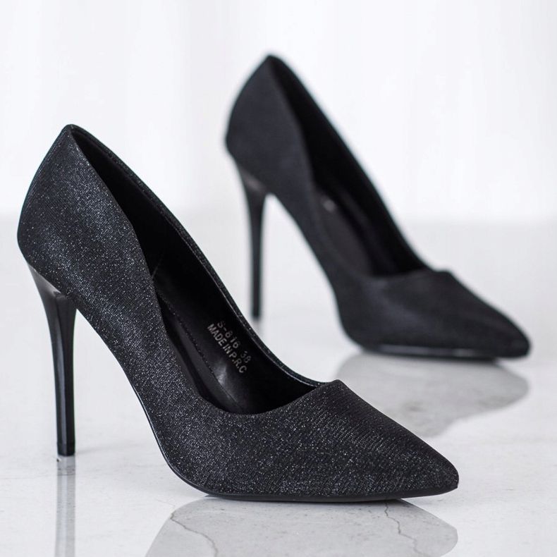 Renda Black High Heels With Glitter 1