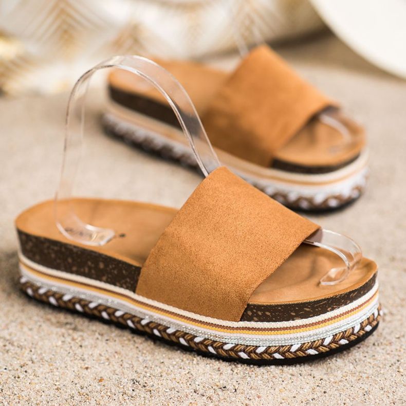 SHELOVET Comfortable Suede Slippers brown 1