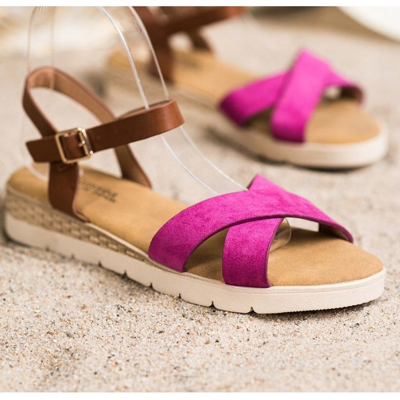SHELOVET Casual Sandals With Buckle brown pink 1
