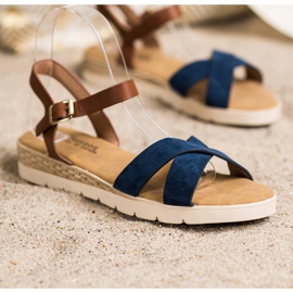 SHELOVET Casual Sandals With Buckle brown blue 1