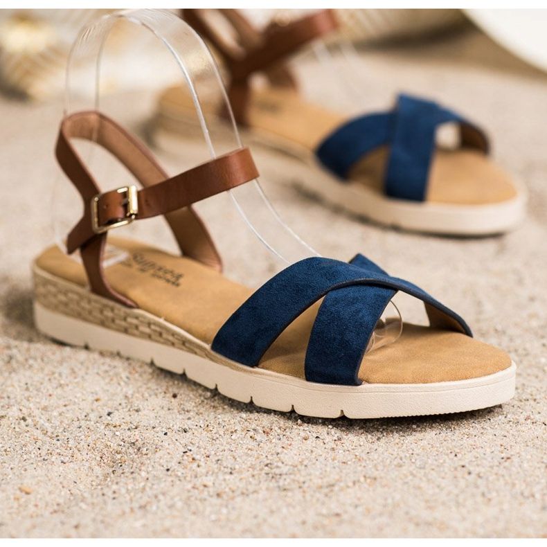 SHELOVET Casual Sandals With Buckle brown blue 1