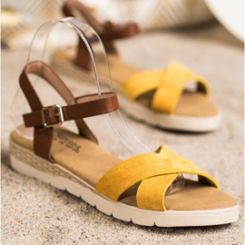 SHELOVET Casual Sandals With Buckle brown yellow 1