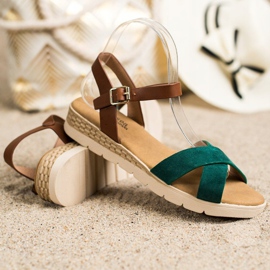 SHELOVET Casual Sandals With Buckle brown green 1