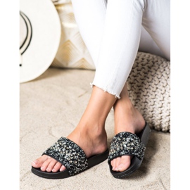 SHELOVET Slippers With Ornaments black 1 SHELOVET Slippers With Ornaments black 1