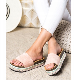 SHELOVET Comfortable Suede Slippers pink 2