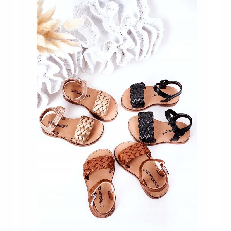Children's sandals with Camel 283-3C braid brown 1