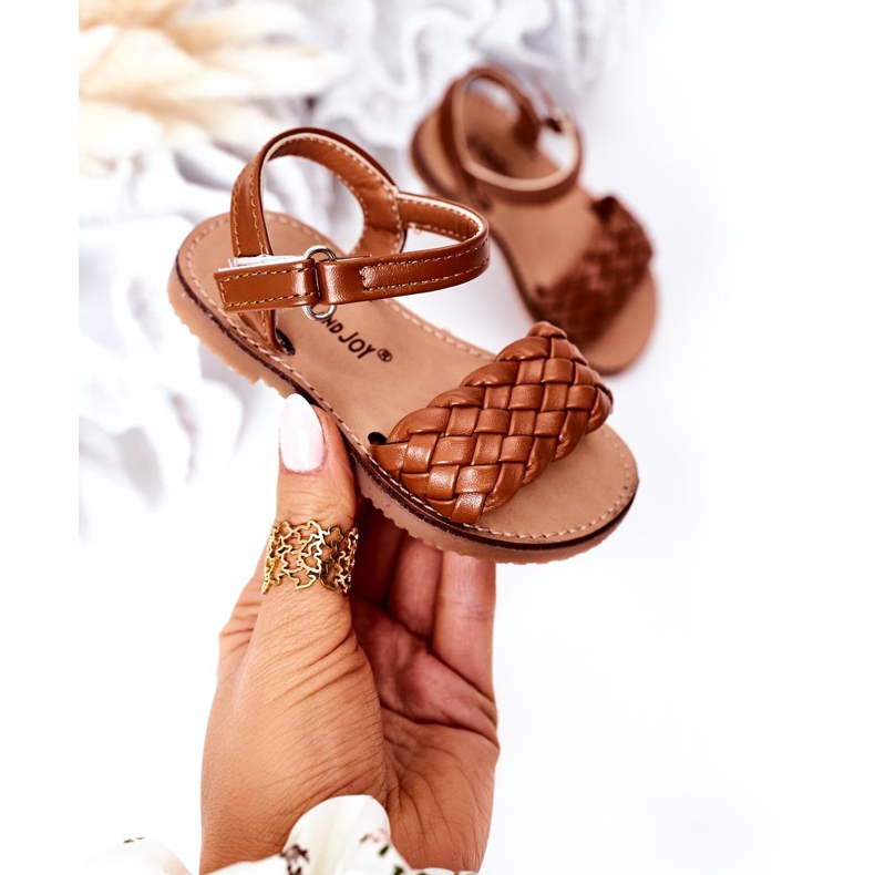 Children's sandals with Camel 283-3C braid brown 3
