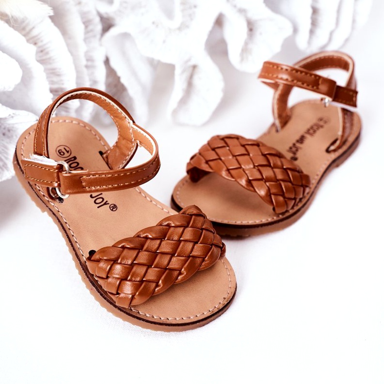 Children's sandals with Camel 283-3C braid brown 4