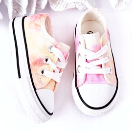 Children's Classic Sneakers With Tie-Dye Effect Simba 807-3A pink yellow 3