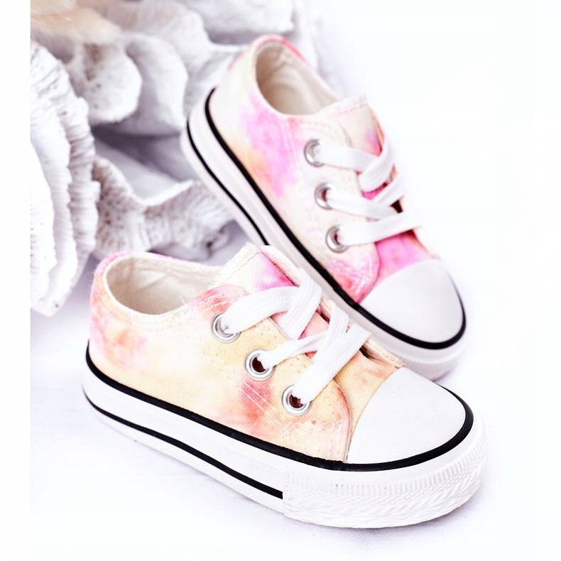 Children's Classic Sneakers With Tie-Dye Effect Simba 807-3A pink yellow 1