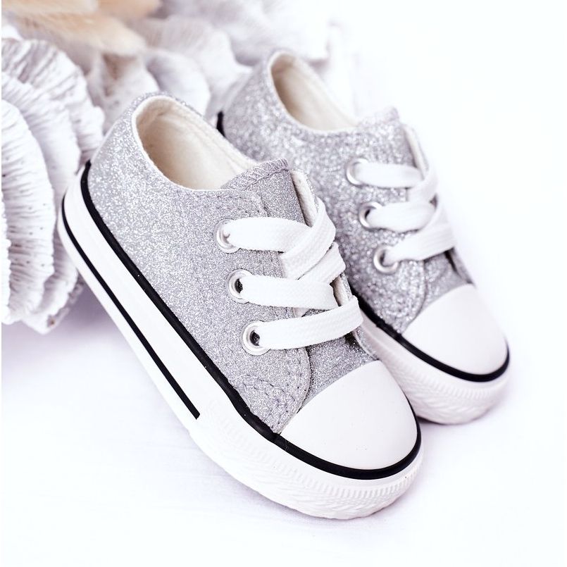 Children s Silver Glitter Bling Bling Sneakers