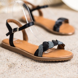 Cm Paris Black Sandals With Glitter 1