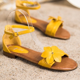 Diamantique Yellow Sandals With Flower 1