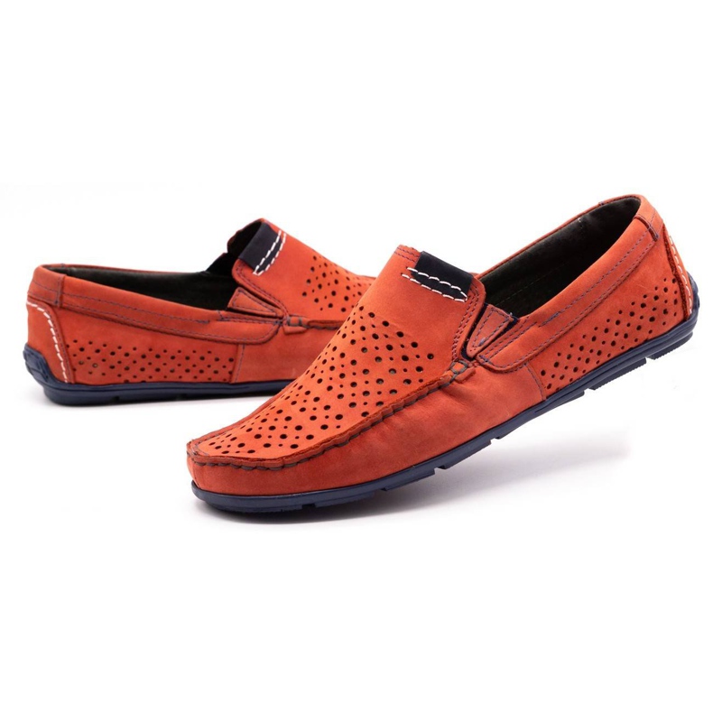 Olivier Men's shoes moccasin 906 for summer red 5