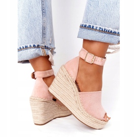 MSMG Light pink Makenna wedge sandals with braids 2