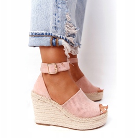 MSMG Light pink Makenna wedge sandals with braids 3