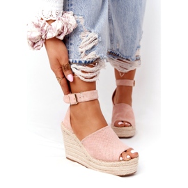 MSMG Light pink Makenna wedge sandals with braids 5