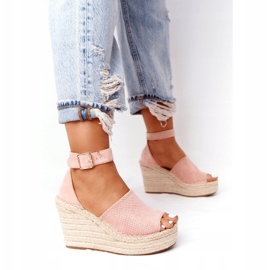 MSMG Light pink Makenna wedge sandals with braids 6